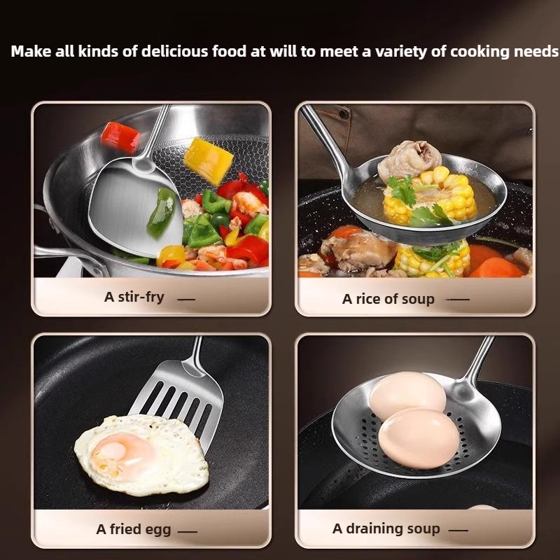 Food Stainless Steel Wok Spatu - Home Cooking Utensil Set 评论和价格